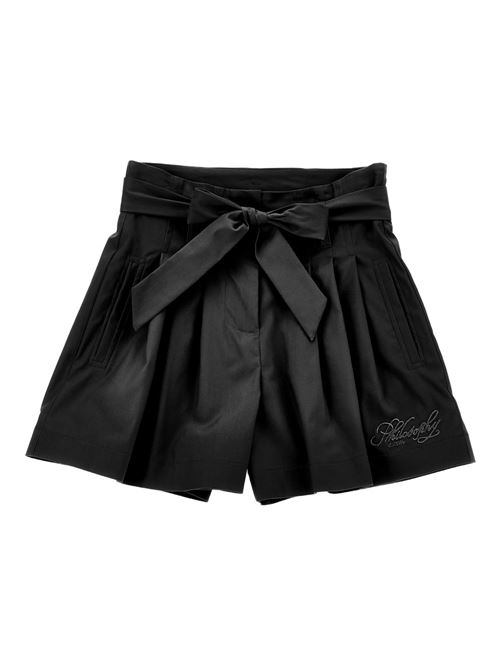 Shorts bambina Philosophy neri con cintura PHILOSOPHY KIDS | I1G40473010050